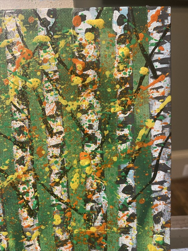 paintings on canvas original 8/10, Small,gift, Abstract Birch Trees,forest gallery