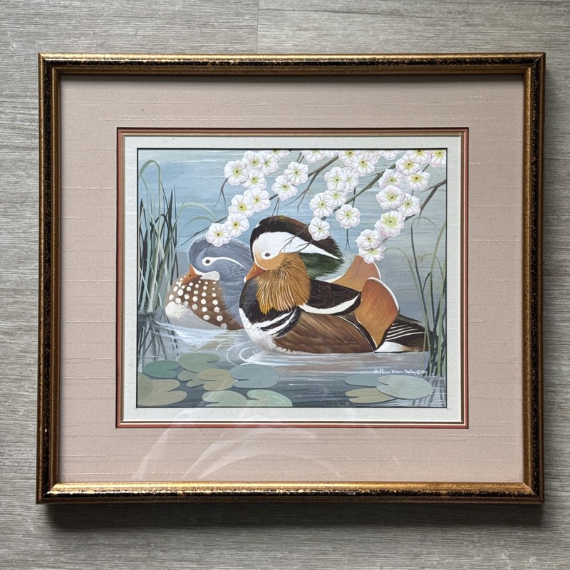 Wedding Ducks William Warren Dailey Mandarin Ducks Oil Painting Signed