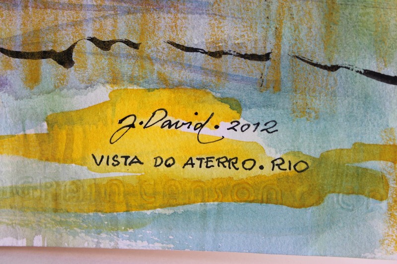 J DAVID 1934 WATERCOLOR INK PAPER 2012 SIGNED VISTA DO ATERRO RIO JANEIRO BRAZIL gallery