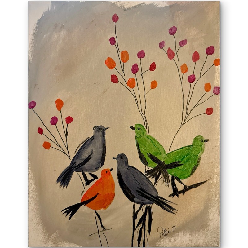 The Committee Original Acrylic 11x14 Canvas Bird Wall Art Signed Nature Gift gallery