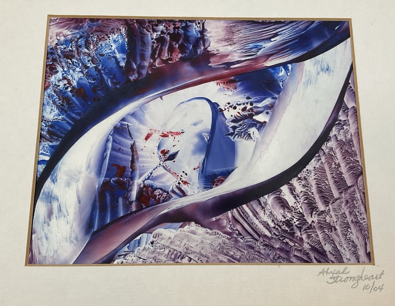 Beautiful Original Encaustic Wax Abscract Painting, Artist Signed, Matted 8x10 gallery