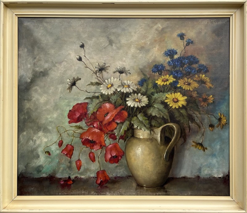 Impressionist Carl Holger Fischer Still Life Summer Flowers In Jug Oil Painting gallery