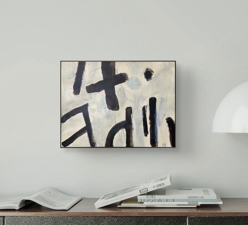 Black+White Expressionist 9x12 Acrylic Painting Paper Wall Art, Holly Hammond gallery