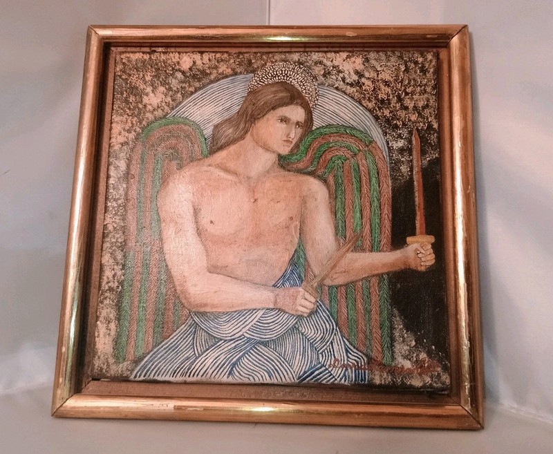 DAVID LEONARDO – 1998 8″ x 8″ Painting Latin Expressionist Framed