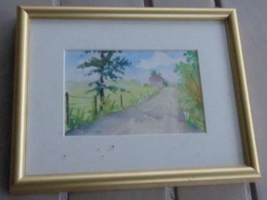 Original Julie Eastman Watercolor Painting – Country Road Series – Barn/Sunlit