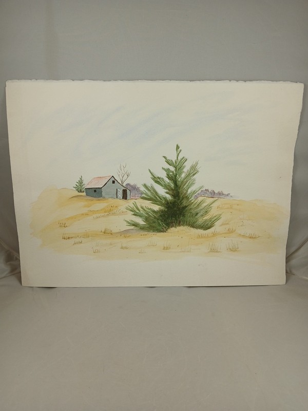 Watercolor Of Praire Farm 11×15 Unknown Artist