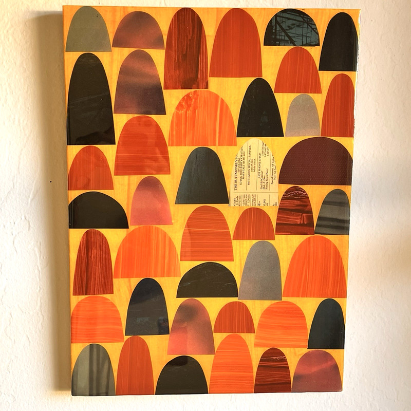 Rex Ray Original Mixed Media Resin Collage Signed 12/02 Orange Abstract #00457