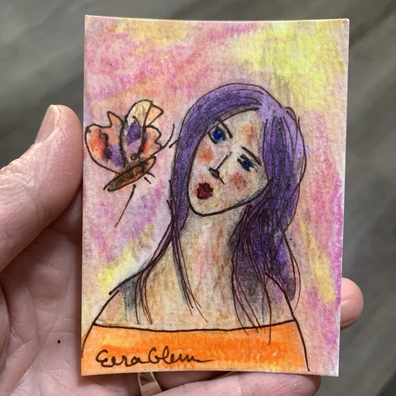 ACEO 3.5 x 2.5 Lady - Women Portrait Original Painting Artist Card 340-26 gallery
