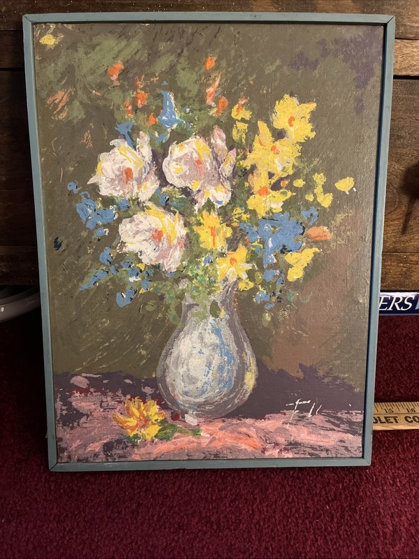 Oil, Impressionist Floral Painting by Irish Artist A. FELL-sweet Still Life