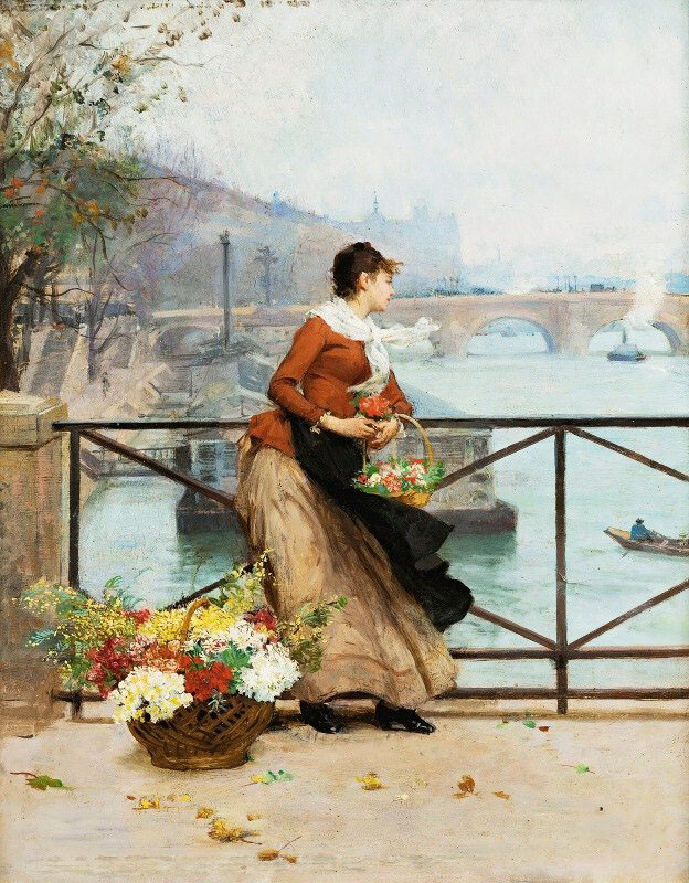 stunning oil painting handpainted on canvas-The Flower Vendor