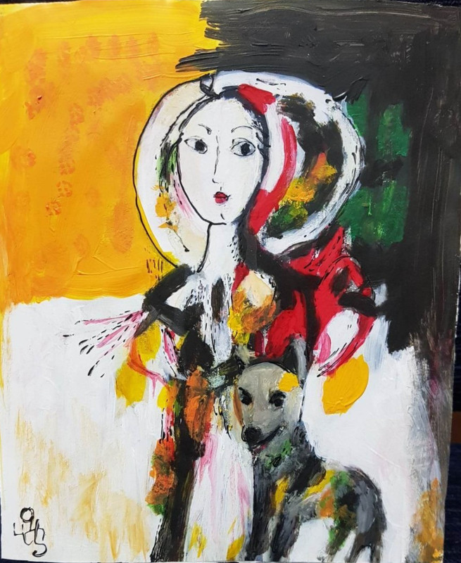 Original Acrylic Painting » Me and My Dog » . Signed