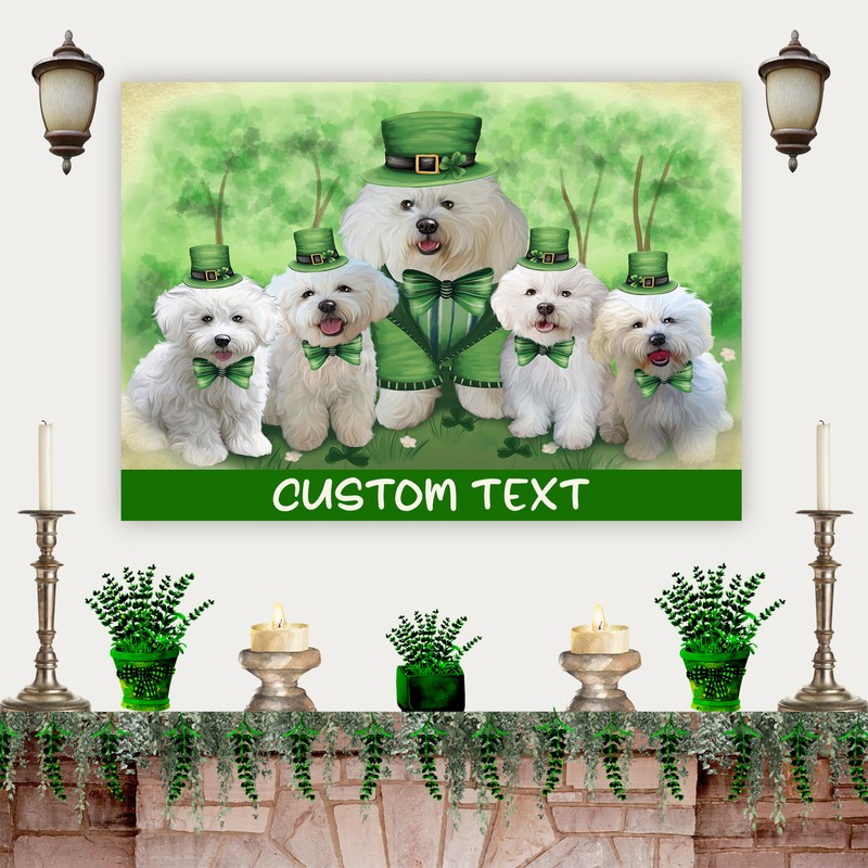 Bichon Frise Dog Canvas .75″ Personalized Digital Painting NWT