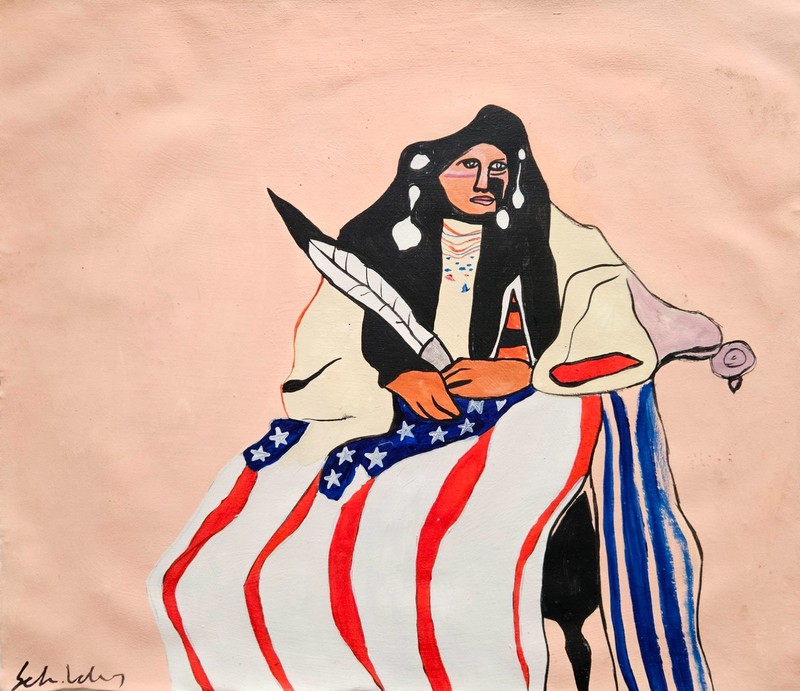 Fritz Scholder Signed Native American Oil Painting on Canvas Modern Art