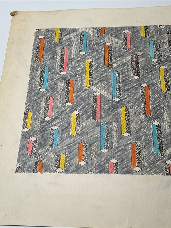 ABSTRACT DRAWING 1970'S PROFESSOR LUBENSKY POP MODERNIST CHICAGO KANSAS LISTED gallery