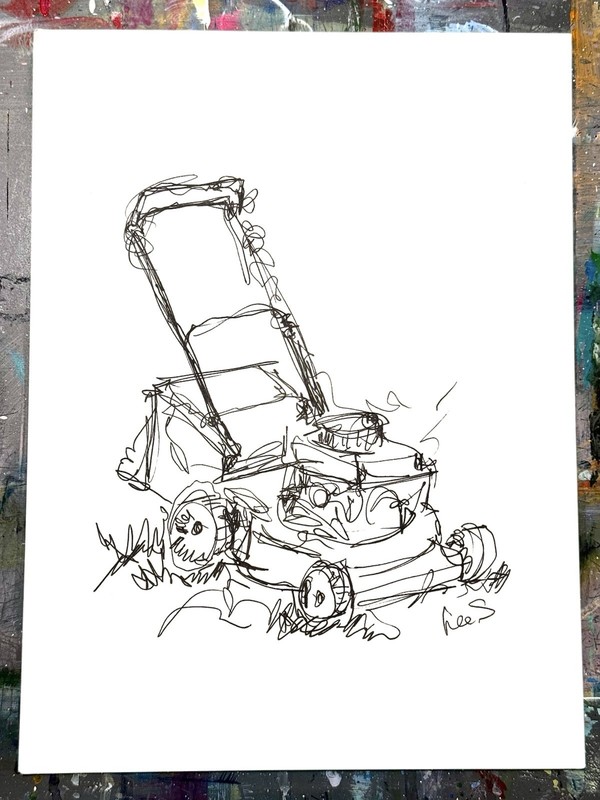 SAMATOWIC Lawnmower 9x12 Paper Drawing Expressionism Signed Original Art 17 gallery