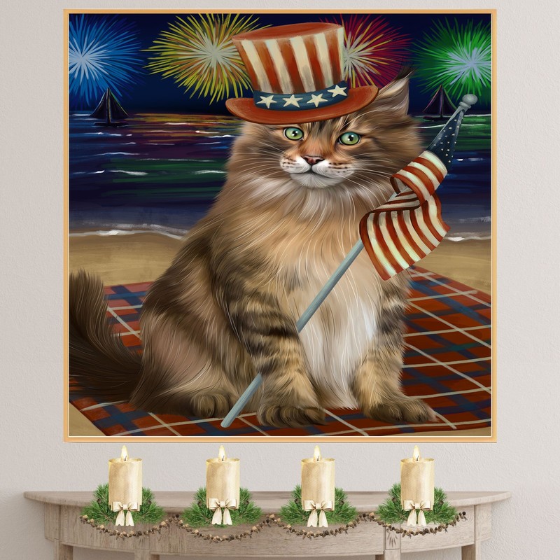 4th of July Fireworks Maine Coon Cat Canvas Wall Art Décor Gift for Pet Owner gallery