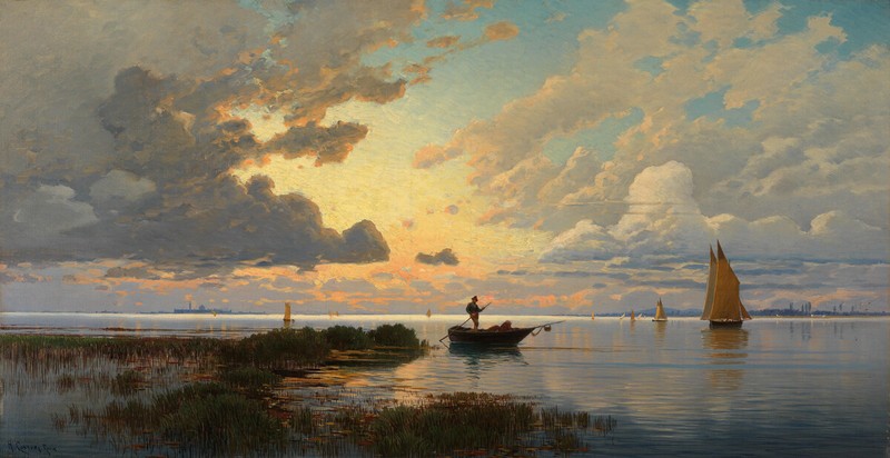 The Venetian Lagoon in the Evening Light Art Giclee Printed Oil Painting Print
