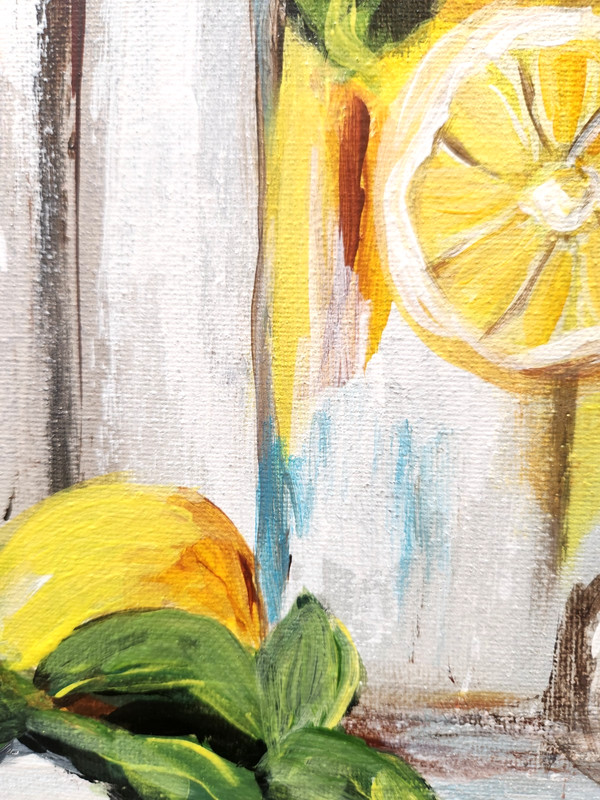 Lemon Jar Painting 12x16 Original Kitchen Wall Art Rustic Farmhouse Decor gallery
