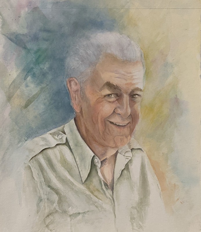 14X16 OLD MAN SMILING GRANDFATHER SIGNED WATERCOLOR PAINTING *Moving Sale*