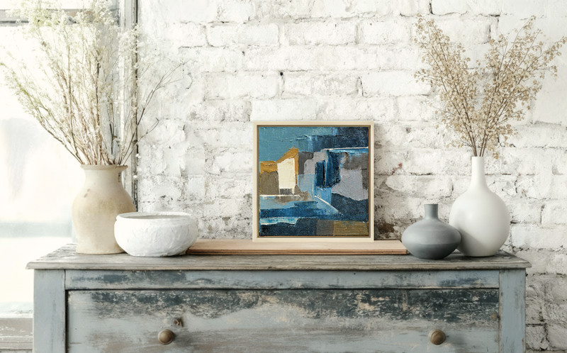 Original Abstract Textured Oil Painting, Mid Century Modern Red & Grey Wall Art gallery