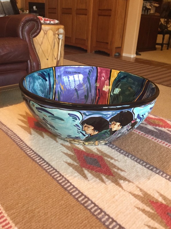 Native American Amado Pena Bowl Hand Painted Original 