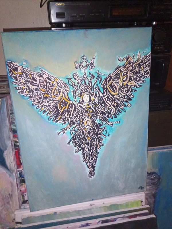 Instrumental Angel Original Acrylic Painting By Mike Nesloney