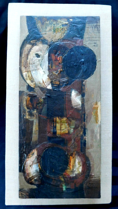 SPANISH SCHOOL FINE VINTAGE ORIGINAL IMPASTO ABSTRACT OIL PAINTING