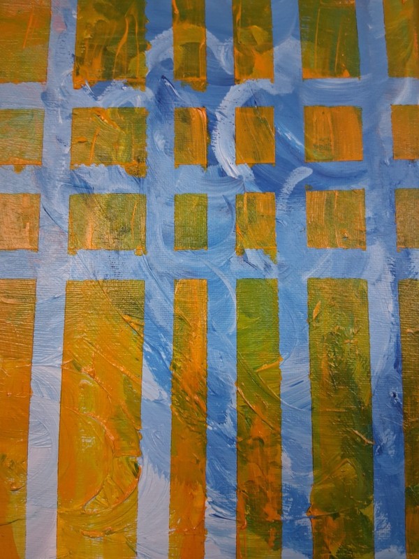 Original 8" x 10" canvas Acrylic Abstract Modern Triptic 3 Non-representational gallery
