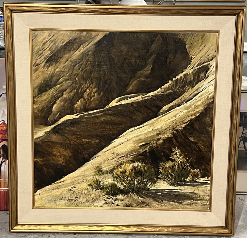 EARL CARPENTER ORIGINAL “THE HOGBACK” LARGE SOUTHWEST OIL PAINTING 38×38” Framed