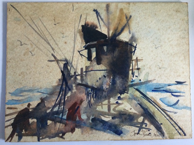 ASW Vintage Impressionistic Boat Scene Signed – Maine Estate