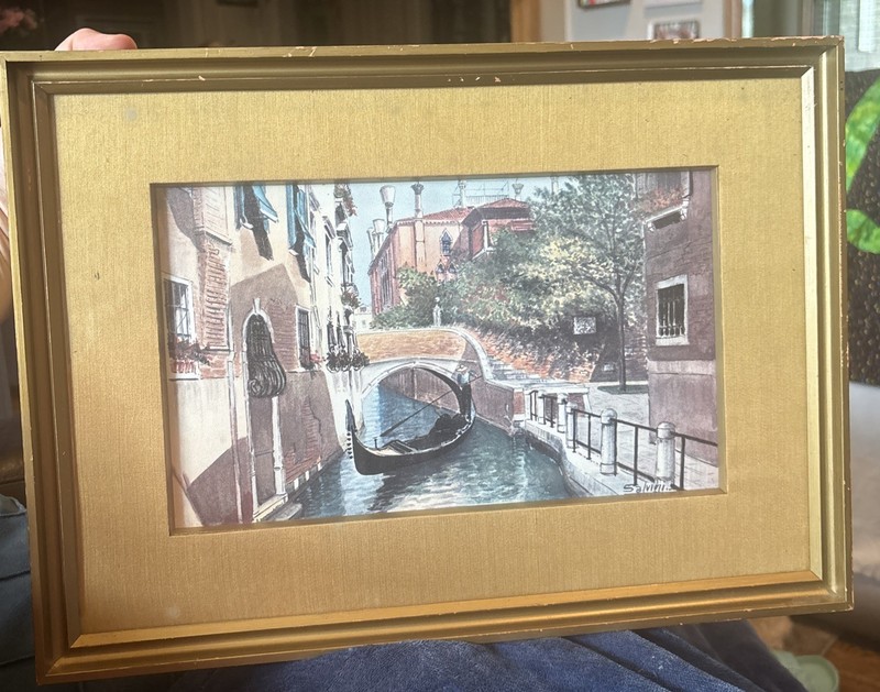 Carlo Salvini Signed Lithograph of the Venetian Canal