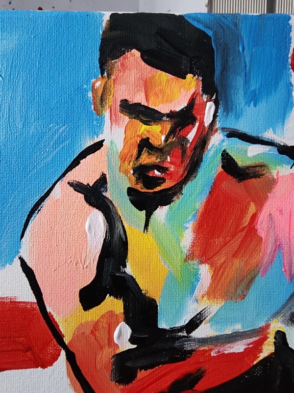 Aleph Original Muhammad Ali Canvas Neo Expressionist Fine Art Decor 11x14 gallery