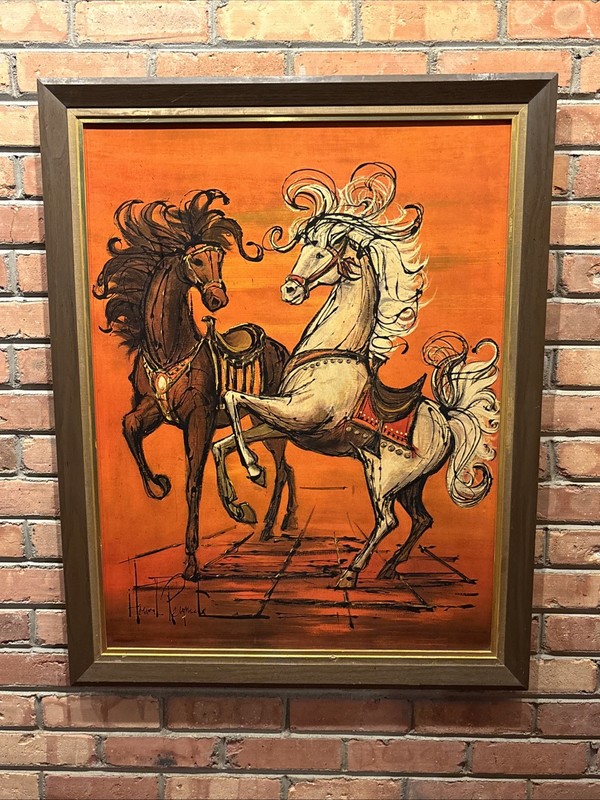 Vintage Carousel Dancing Horses Print MCM Lee Reynolds Burr Turner Wall gallery