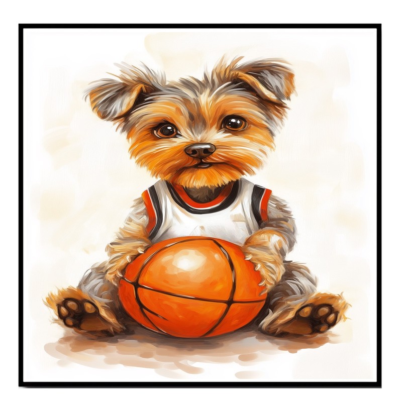 Yorkshire Terrier Basketball Wall Art Canvas Sports Decor Mens Game Room Gift gallery