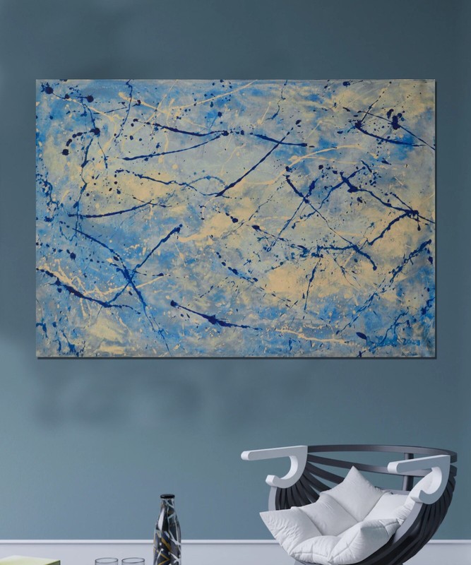 64”X44” Pollock/Richter style canvas ￼painting Acrylic,Abstract, Modern,X Large gallery