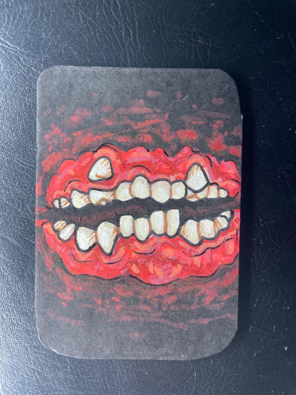 Original Piece Teeth Aceo Art Trading Card Acrylic paints