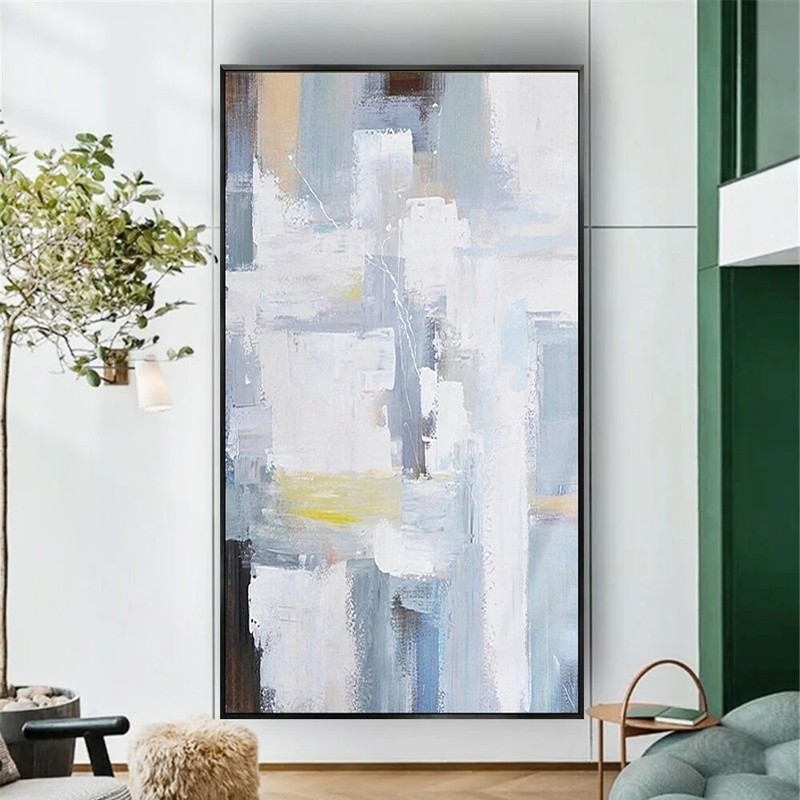 Handmade Abstract Oil Painting Modern Off-White Decorative Style Wall Art Decor