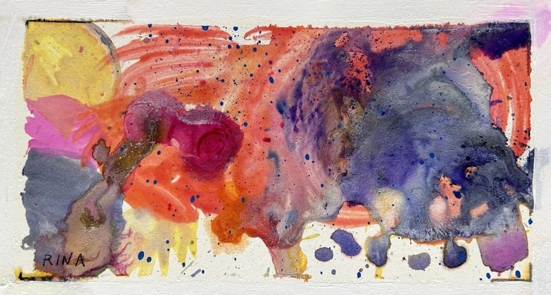 Miss Rina Art Small Original Watercolor Painting 4”x7” Dreamscape 9 by MRAO