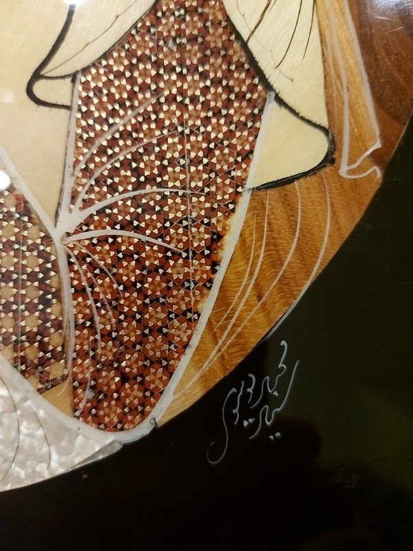 RARE PERSIAN MINIATURE PAINTING ON A VENEERED & INLAID BOARD BY MAJID MOUSAVI gallery