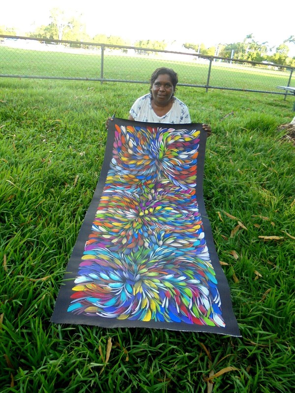 SELINA NUMINA 160 x 70 cm Original Aboriginal Painting. Bush Medicine Leaves gallery