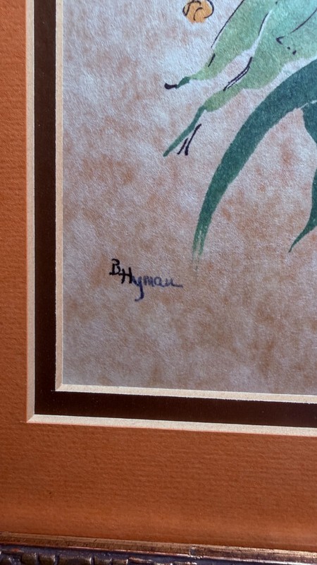 Signed B. Hyman Floral Artwork Watercolor / Mixed Media Framed gallery