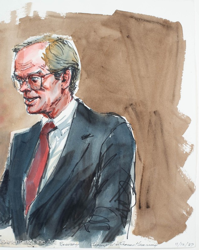 Rare Courtroom Sketch Painting Orlando Judge Watson, Williams Hearing 15x20" 2 gallery