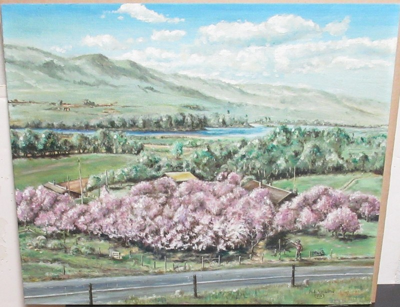 H E VIRDEN «EAST RIVER ROAD» LIVINGSTON MONT ORIGINAL OIL BOARD PAINTING 1975