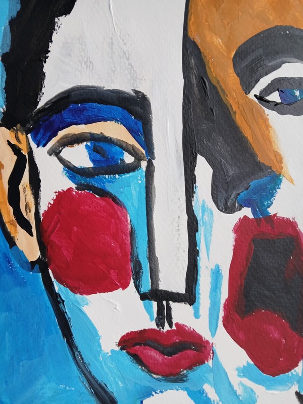 Abstract/Expressionism 11x14 Cubic Scream Face Signed Modern Street Art Painting gallery