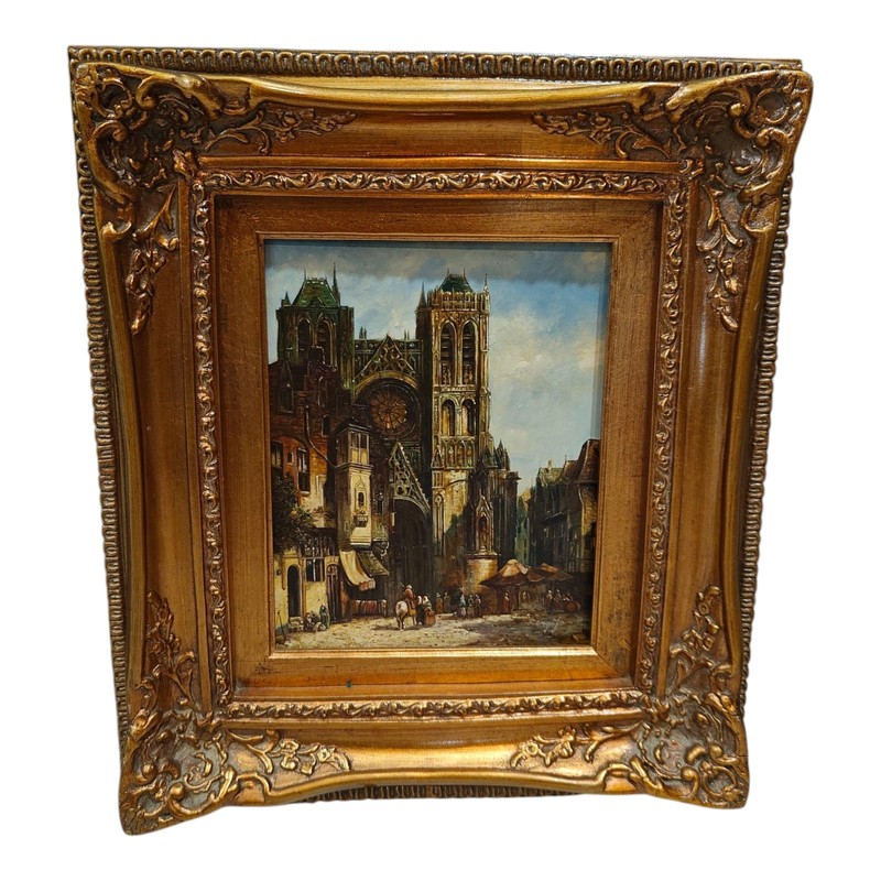 Rengifo Notre Dame Cathedral Oil Painting Framed Artwork Signed