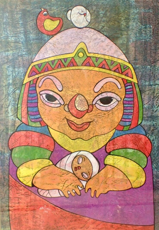 Armando Buitron Rojas Painting Mother & Child Folk Art Ecuador 1999 Framed gallery