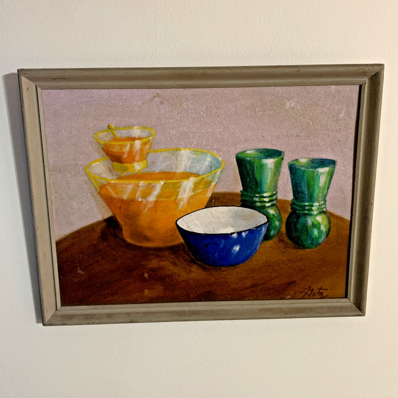 Donald Gotz «Untitled Still-Life» Original Acrylic on Canvas 13″x17″ Signed 1970