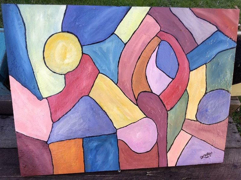 Original artwork Acrylic Painting, Wrapped Canvas Abstract 24"x 18",Outsider Art gallery