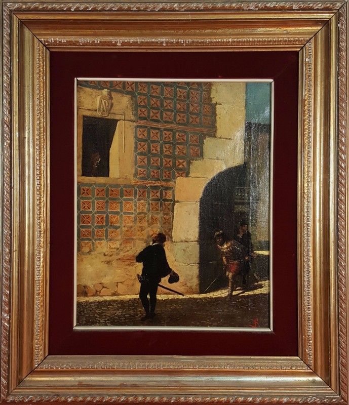 PROCESSION SCENE. OIL ON CANVAS. SPANISH SCHOOL. XIX CENTURY.