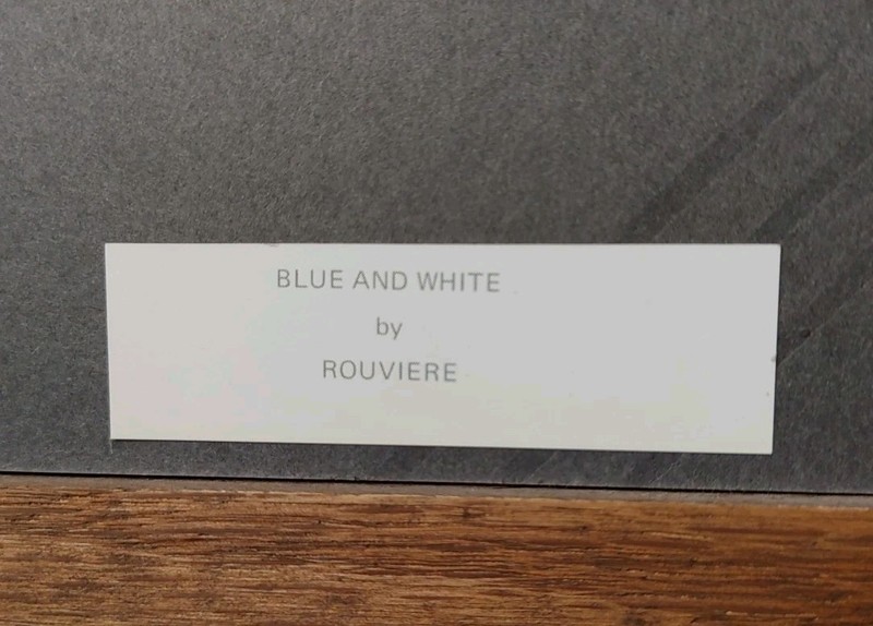Vtg Rouviere "Blue & White" Daisies Cornflowers Print Cottage Wood French Countr gallery